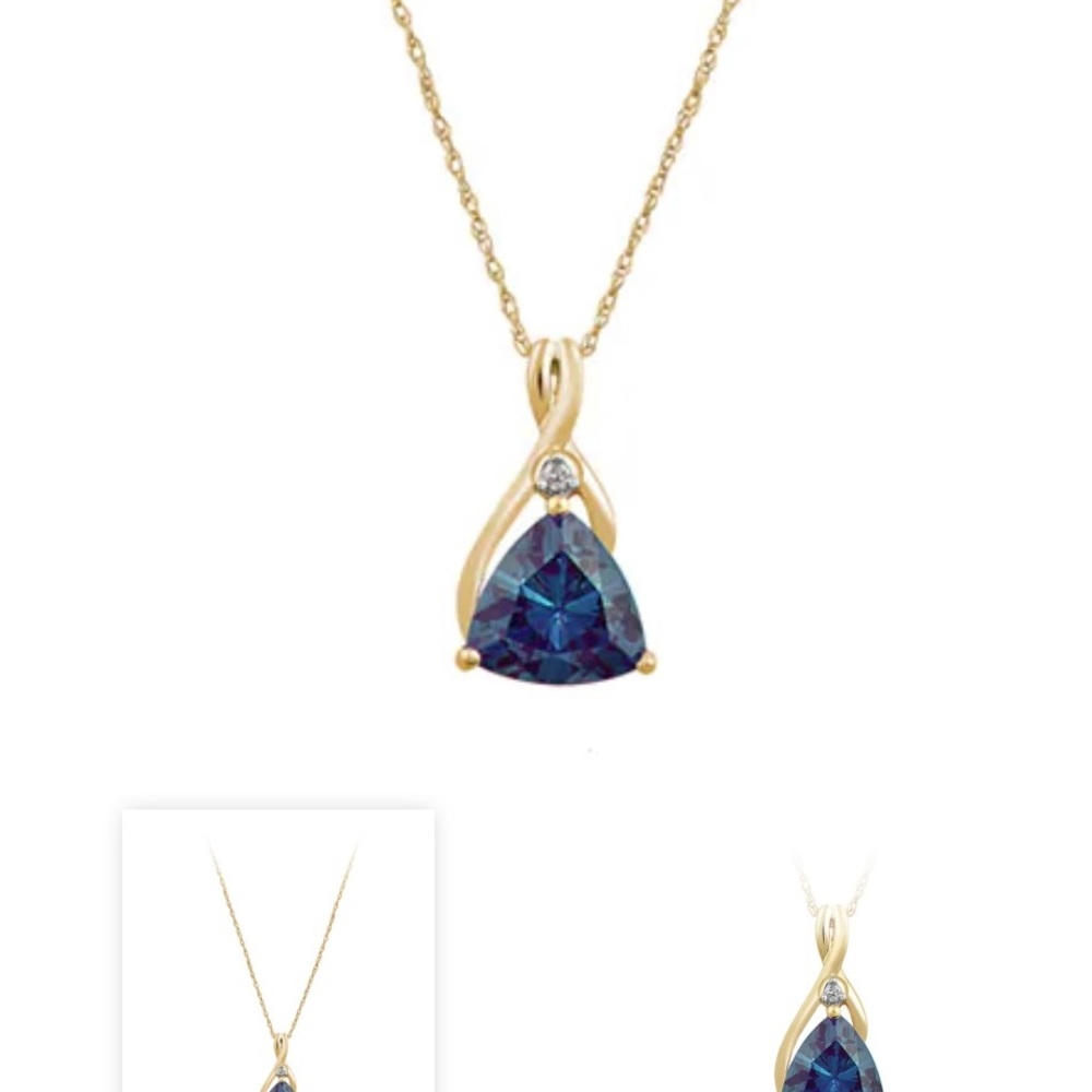 Alexandrite and Diamond Pendant in 10K Yellow Gold with 14k box chain